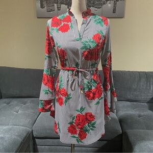 🏷️ 3 for $10 - Blush Floral Stripe Tunic Dress